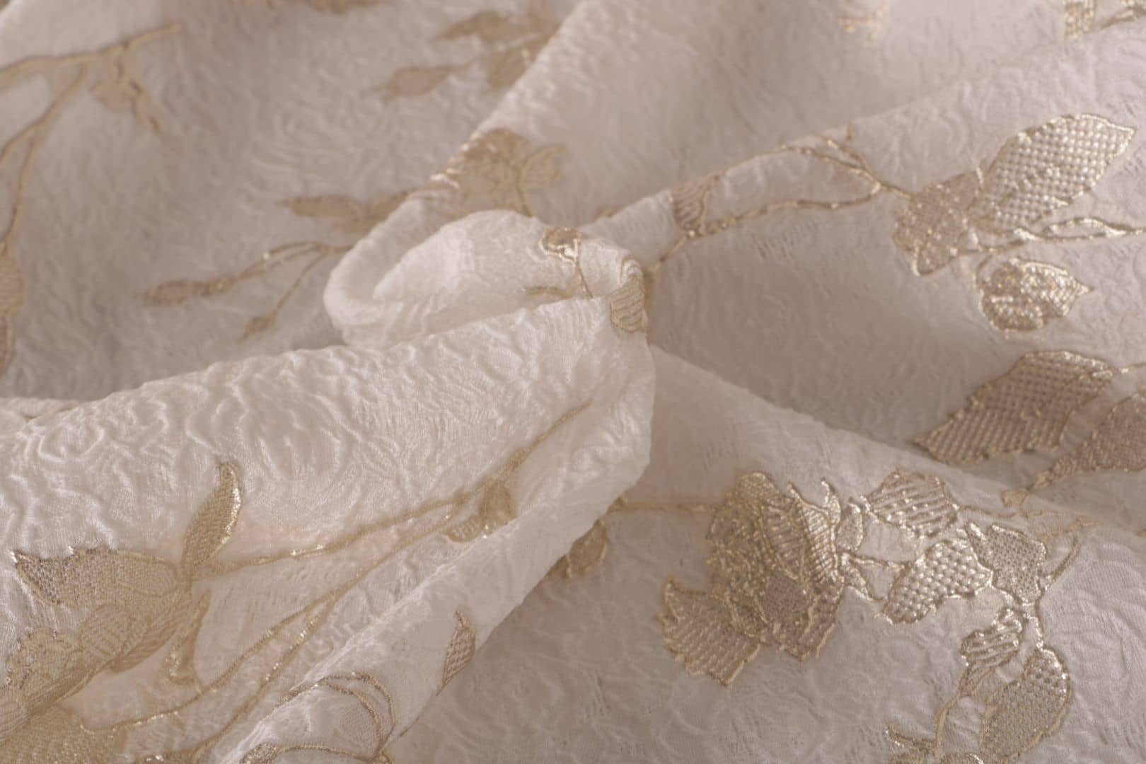 Tessuto Beige, Bianco in Poliestere, Seta per abbigliamento