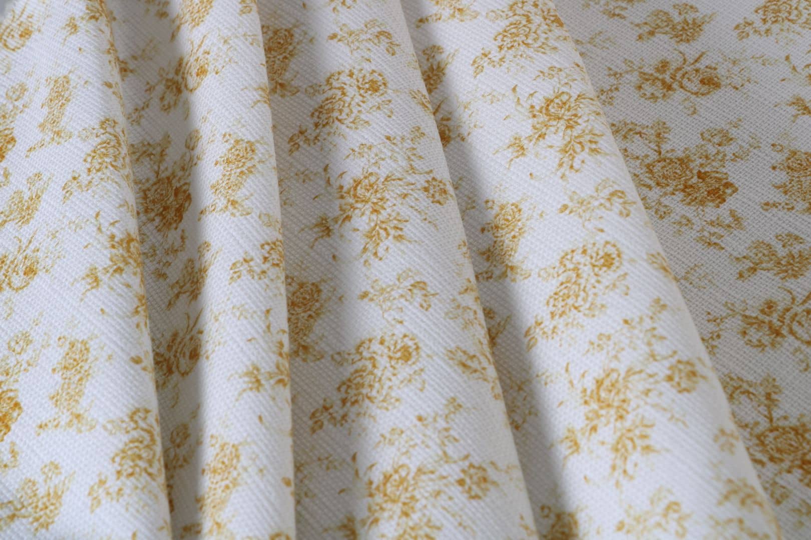 White, Yellow Cotton, Stretch fabric for dressmaking