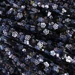 Black, Blue Polyester Sequins fabric for dressmaking