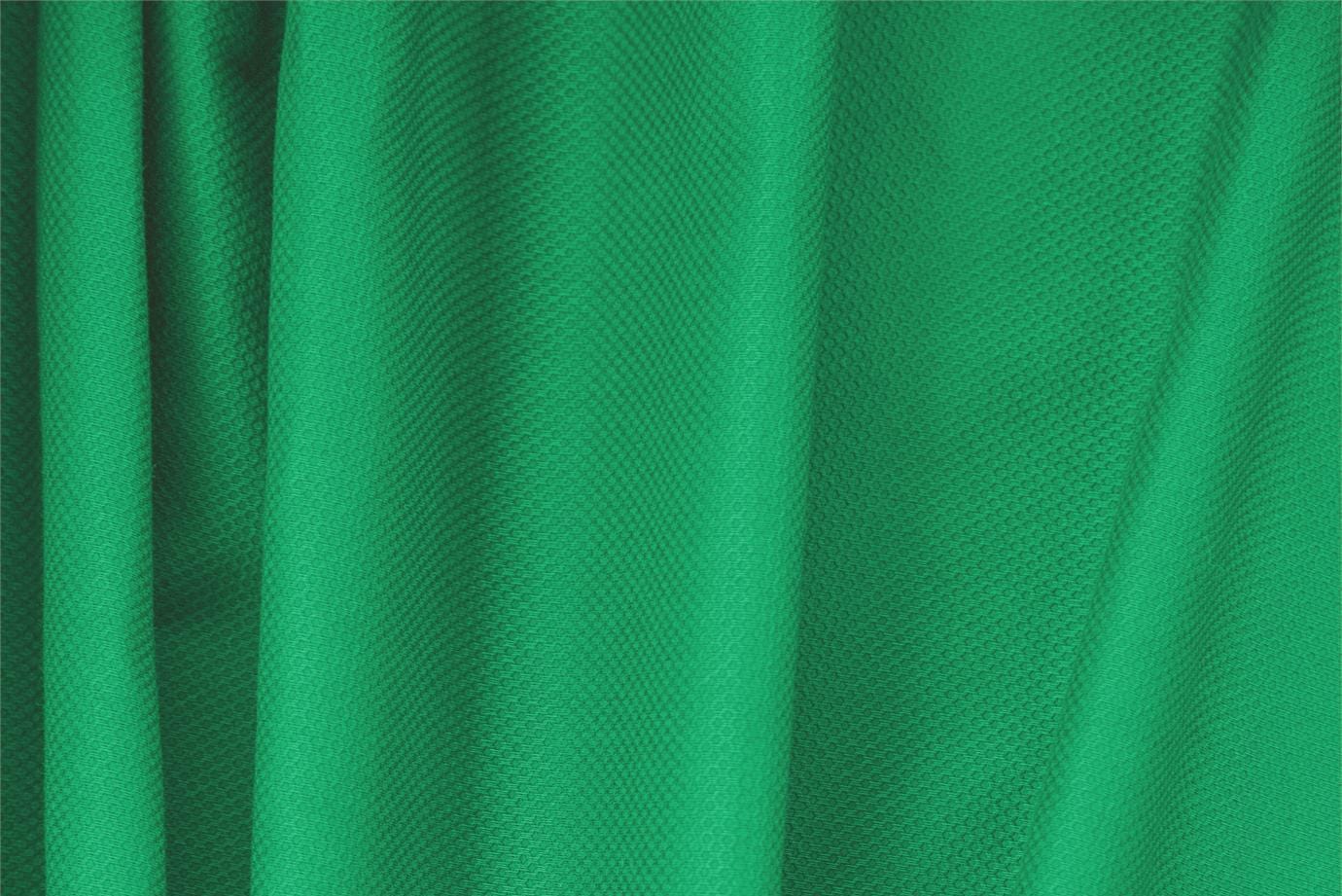 Tessuto Piquet Stretch Verde Bandiera in Cotone, Stretch per abbigliamento