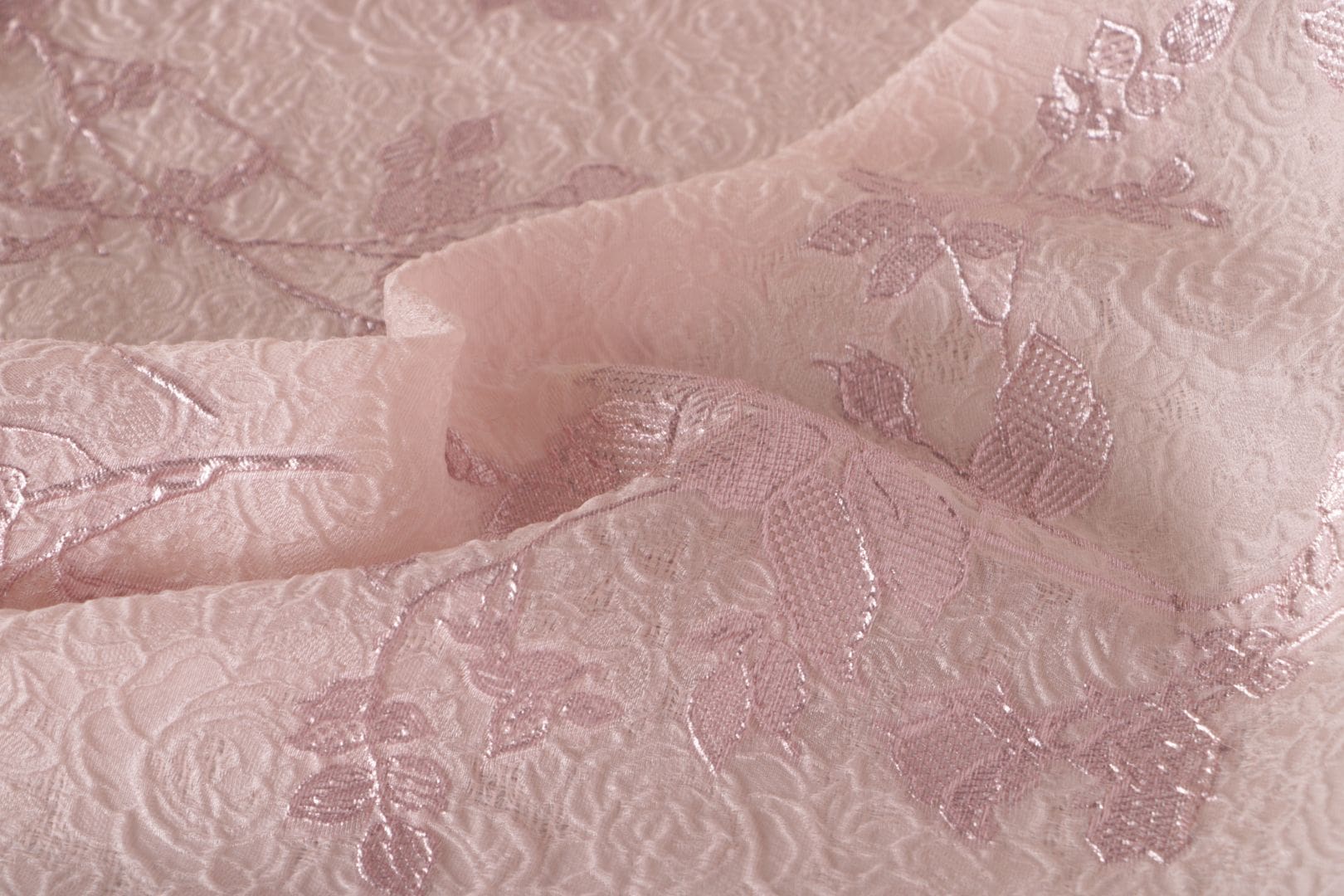 Tessuto Rosa in Poliestere, Seta per abbigliamento