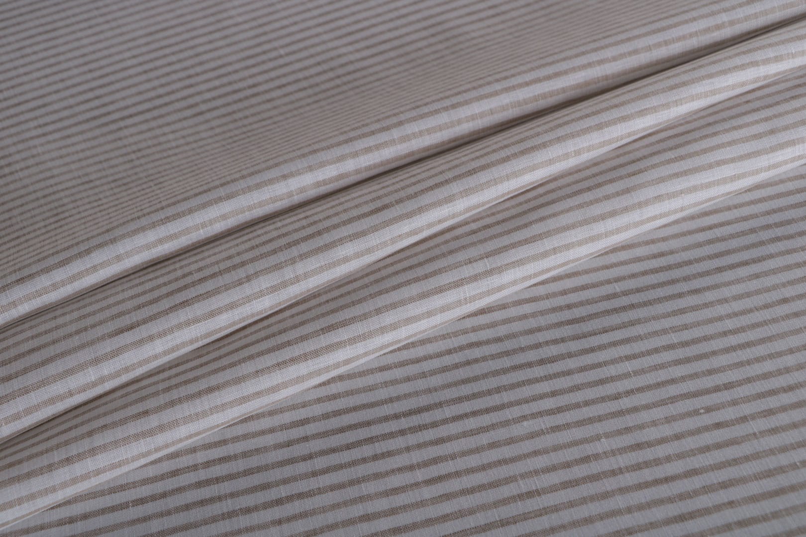 Beige, White Linen Chambray fabric for dressmaking
