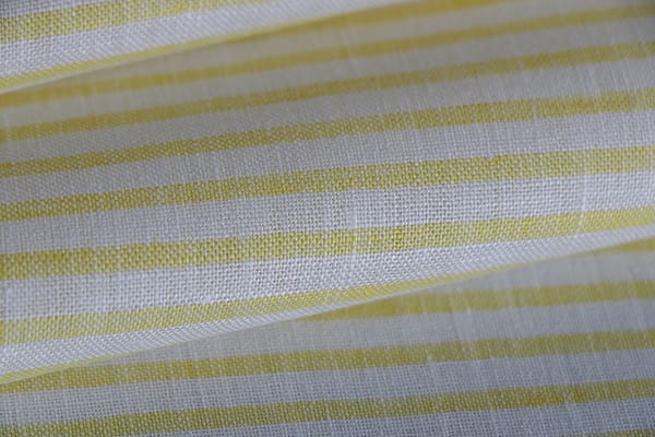 White, Yellow Linen Chambray fabric for dressmaking