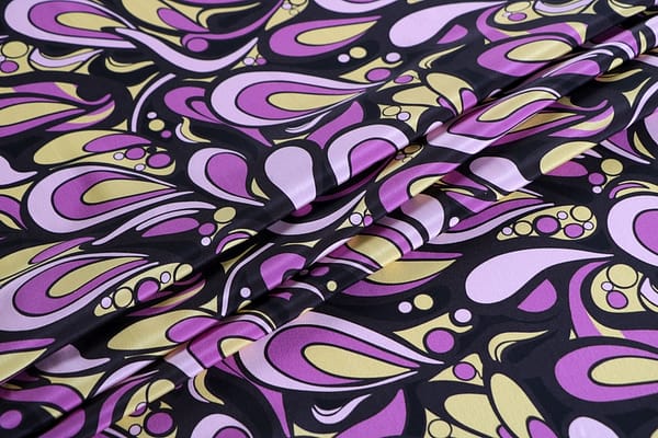 Fuxia, Pink, Yellow Silk Crêpe de Chine fabric for dressmaking