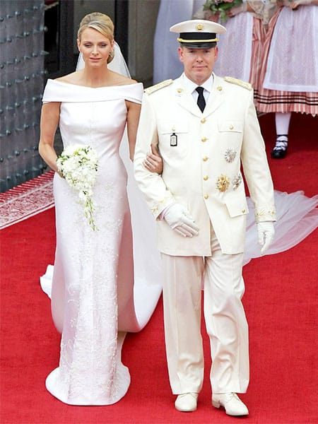 Princess Charlene of Monaco silk duchesse wedding dress