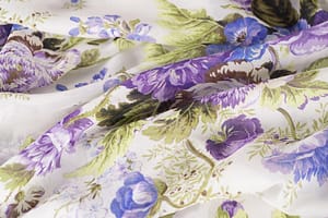 Purple, White Silk Georgette fabric for dressmaking