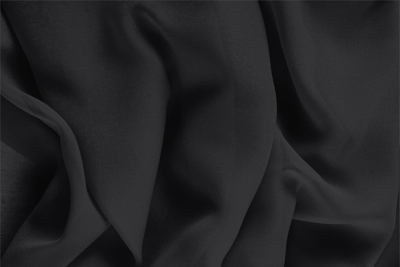 Tessuto Georgette Nero di seta per abbigliamento