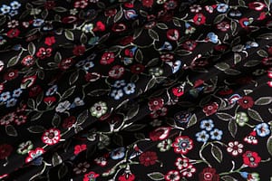 Tissu Crêpe de Chine Multicolor, Noir en Soie pour vêtements