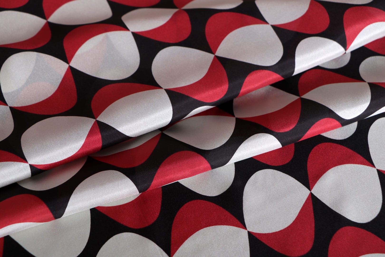 Black, Red, White Silk Habutai fabric for dressmaking