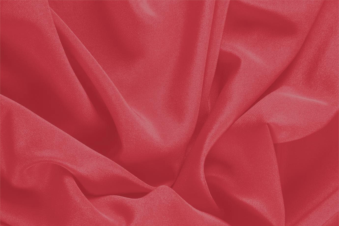 Tessuto Crêpe de Chine Rosso Rubino in Seta per abbigliamento
