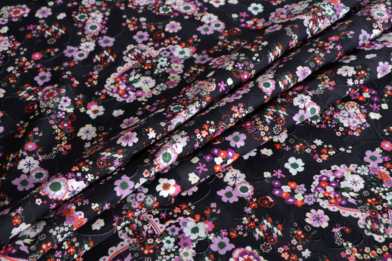 Black, Multicolor Cotton fabric for dressmaking