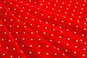 Red, White Silk Polka Dot Fabric - Crepe Se Omnibus Micro Pois 201303