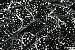 Black Polyester, Viscose Sequins fabric for dressmaking