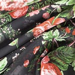 Black, Red Silk Georgette fabric for dressmaking