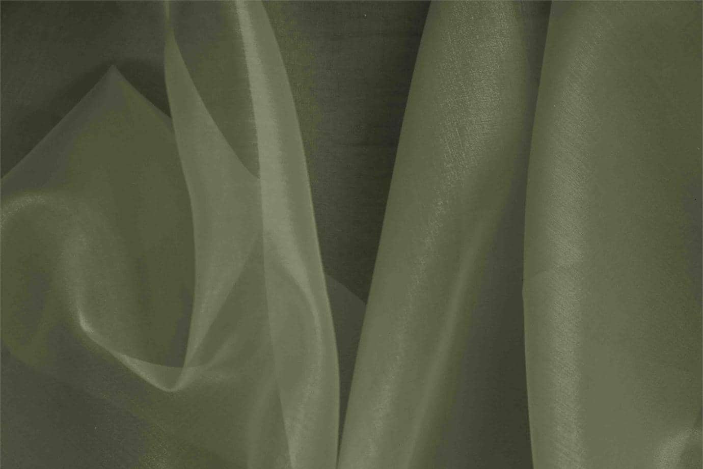 Swamp Green Silk Organza fabric for dressmaking