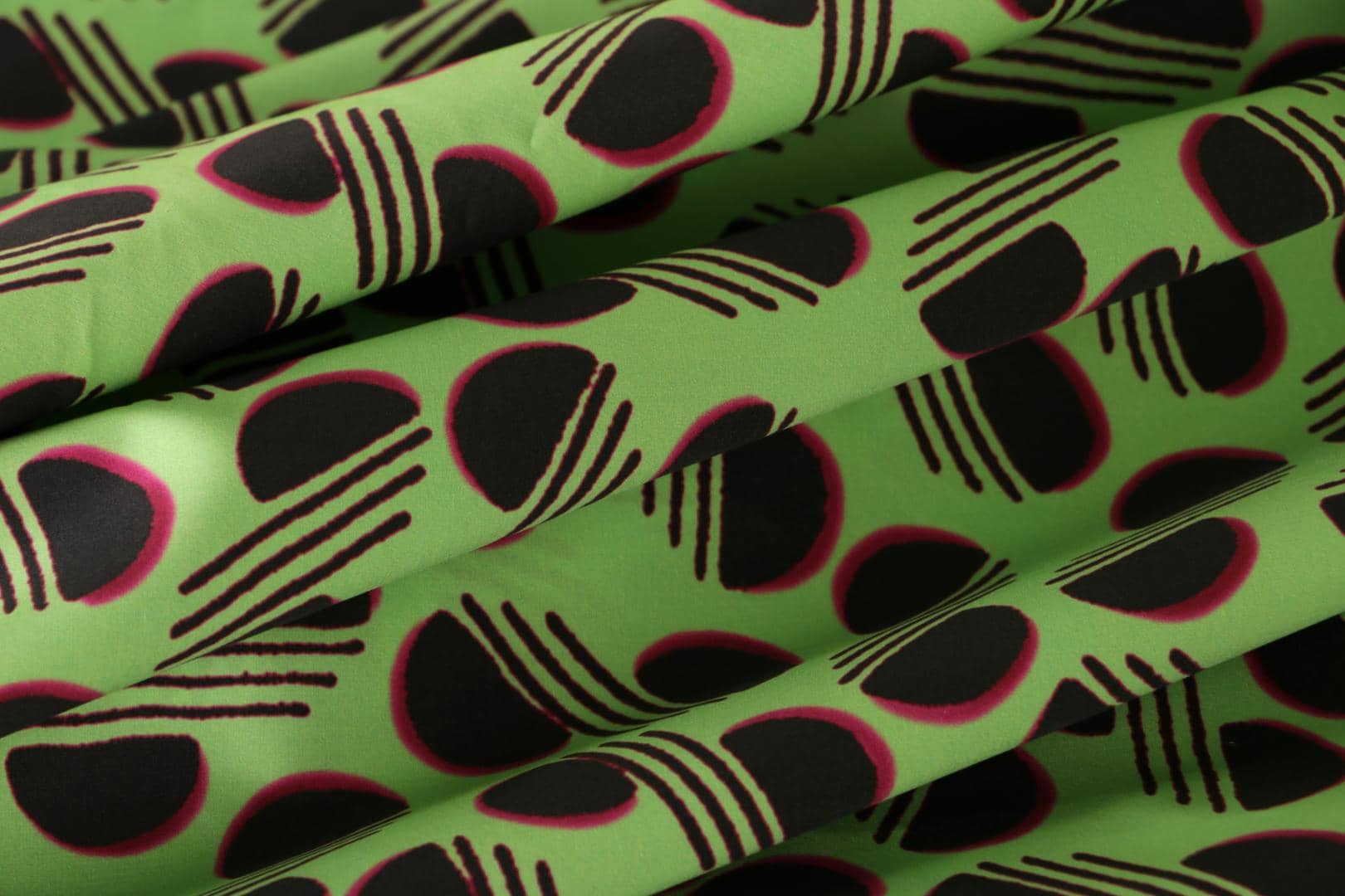 Black, Green Cotton fabric for dressmaking