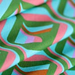 Blue, Green, Pink Polyester, Stretch fabric for dressmaking