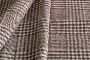 Beige, Gray Tartan Wool Coating Fabric - Quadrettato 000801