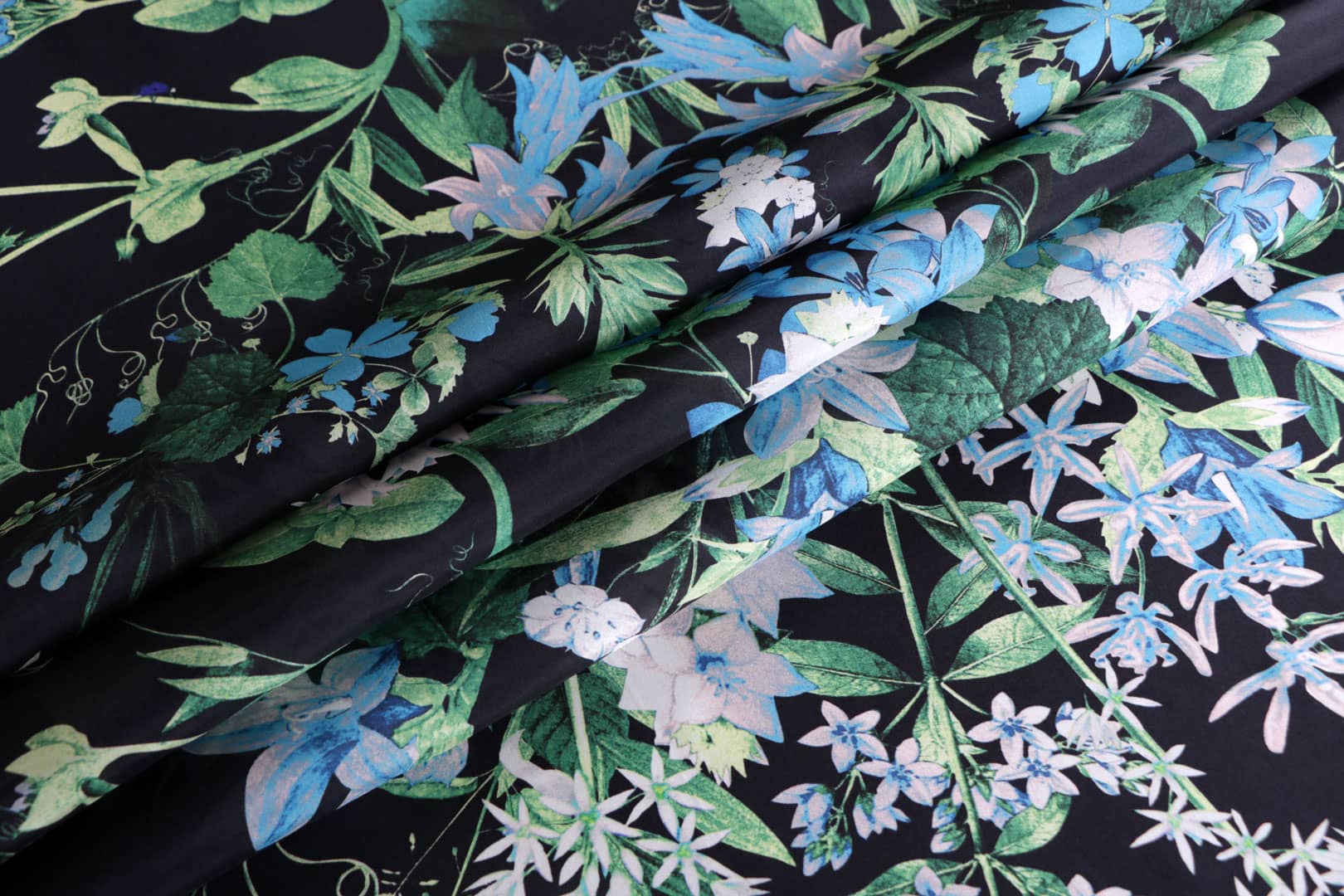 Black, Green Silk Habutai fabric for dressmaking