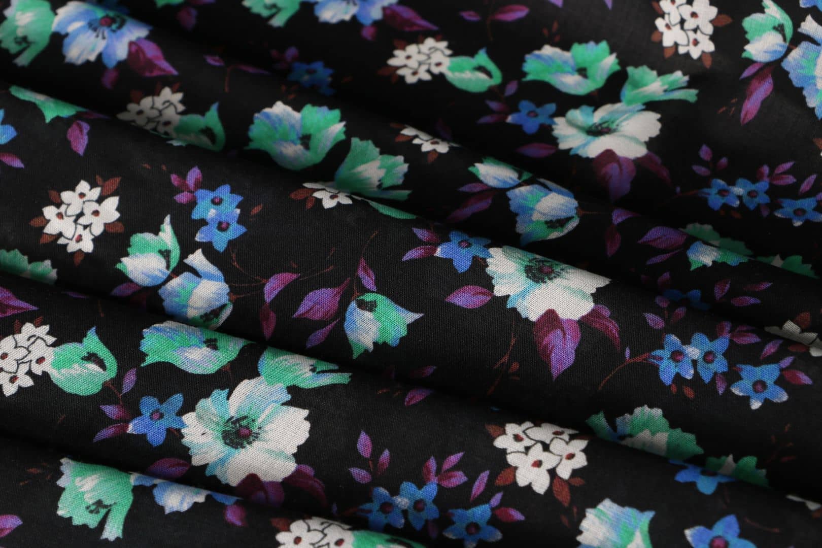 Black, Blue, Purple Polyester, Wool fabric for dressmaking