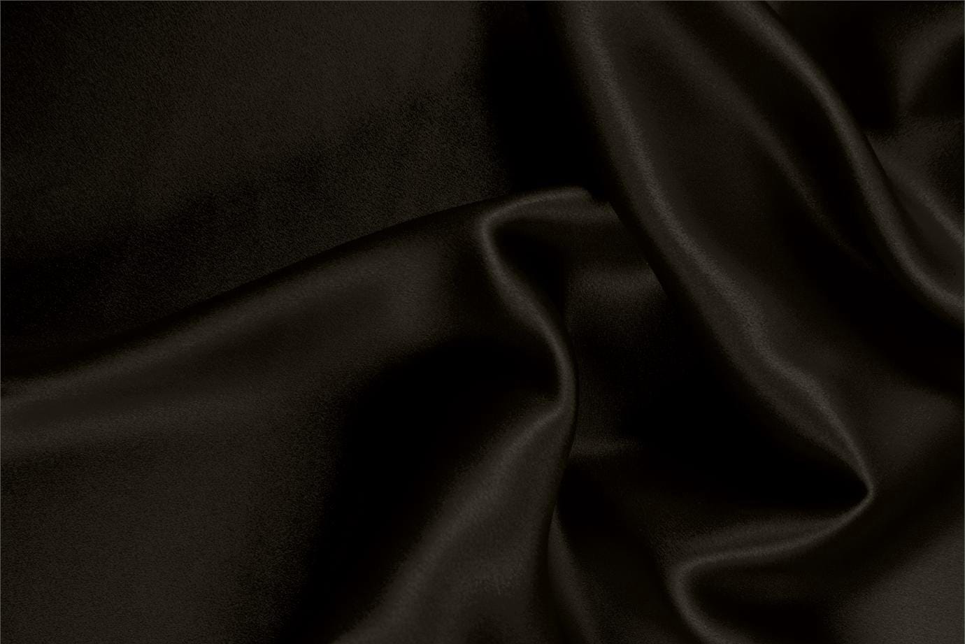 Tessuto Raso Stretch Marrone Cioccolato in Seta, Stretch per abbigliamento