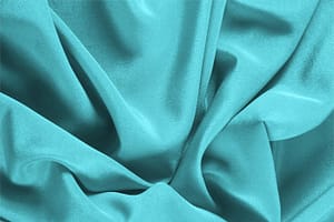 Tessuto Crêpe de Chine Blu Onda in Seta per abbigliamento
