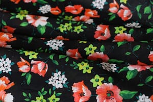 Black, Green, Orange Polyester, Wool fabric for dressmaking