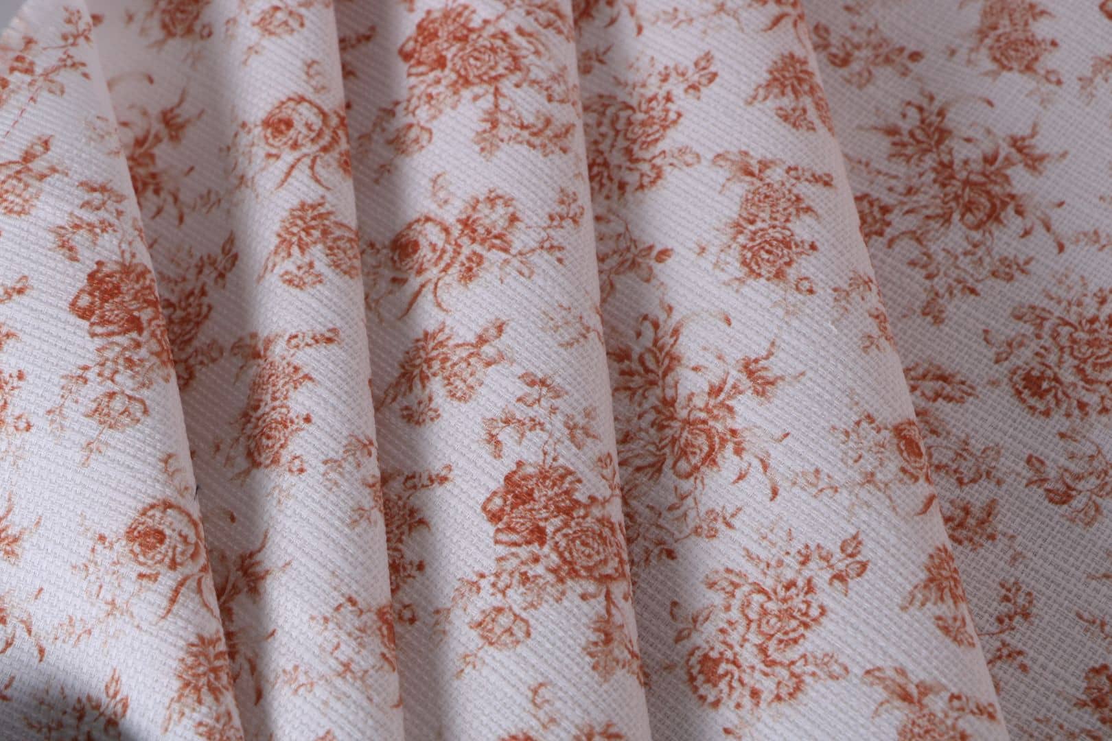 Orange, White Cotton, Stretch fabric for dressmaking