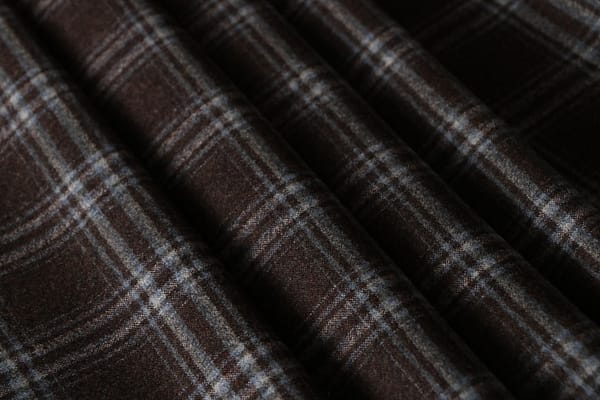 Blue, Brown Wool Flannel fabric for dressmaking