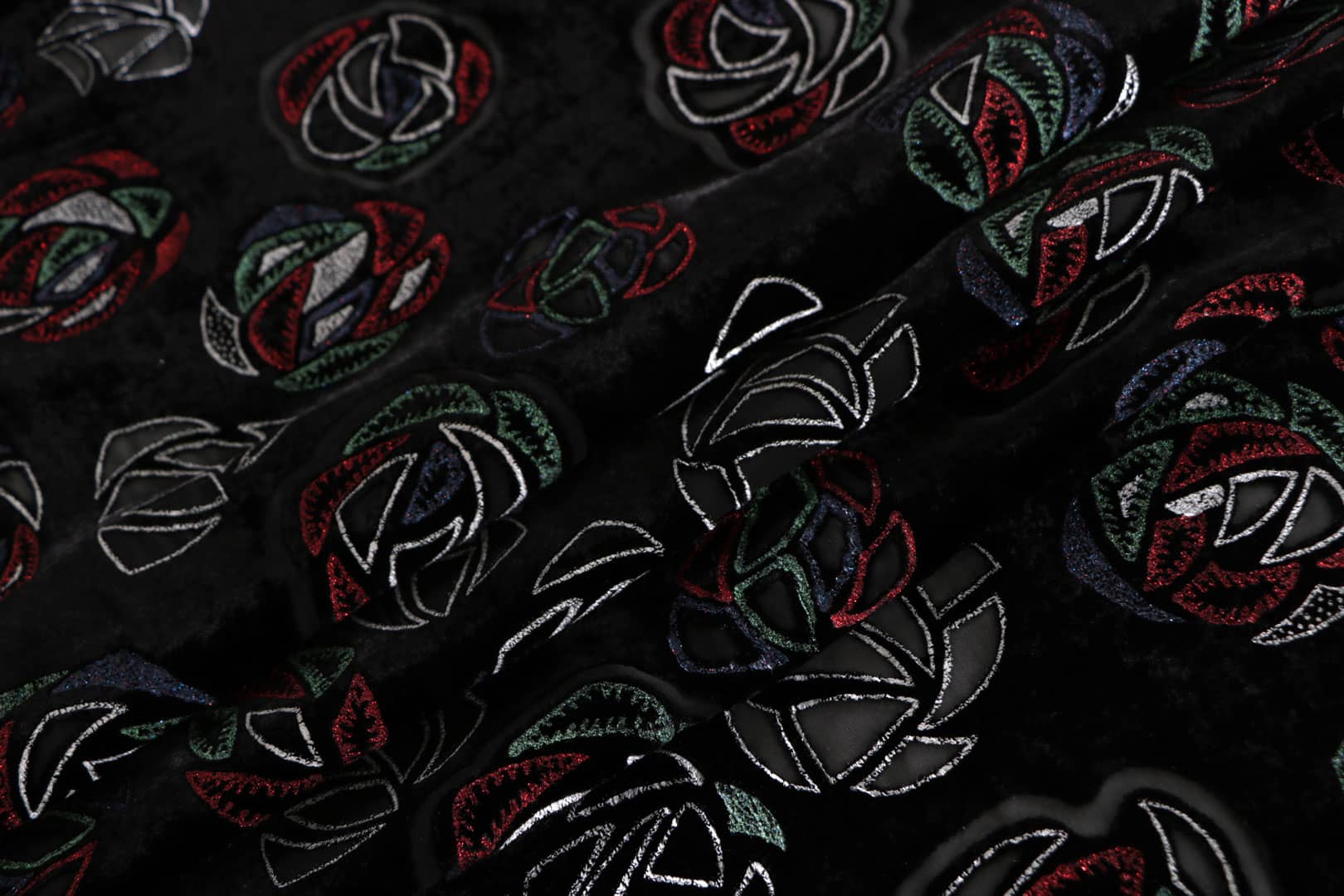 Tessuto Multicolore, Nero in Seta, Viscosa per abbigliamento