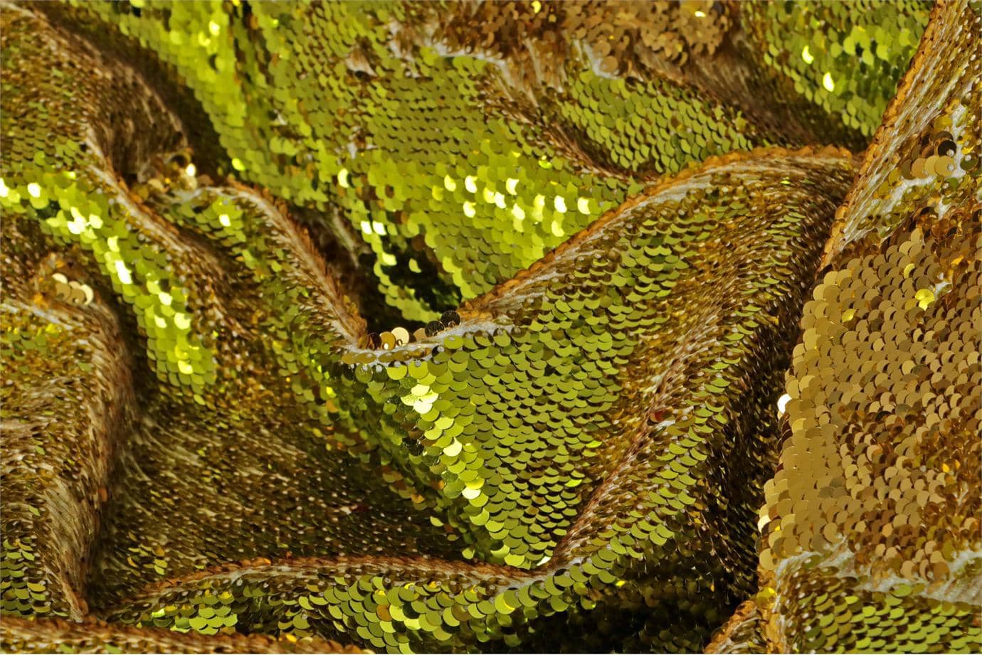 Yellow Stretch, Viscose Sequins fabric for dressmaking