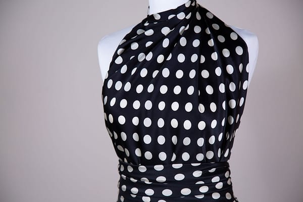 Black and white maxi polka dot silk satin apparel fabric | new tess