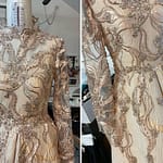 Beige embroidered tulle for evening or bridal dress | nw tess