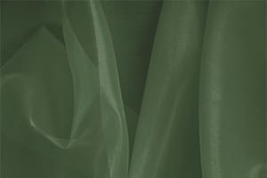 Tessuto Organza Verde Quercia in Seta per abbigliamento