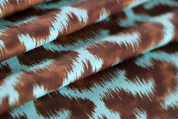 Blue, Brown Polyester, Stretch fabric for dressmaking