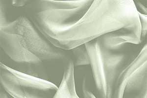 Tessuto Chiffon Verde Mela in Seta per abbigliamento