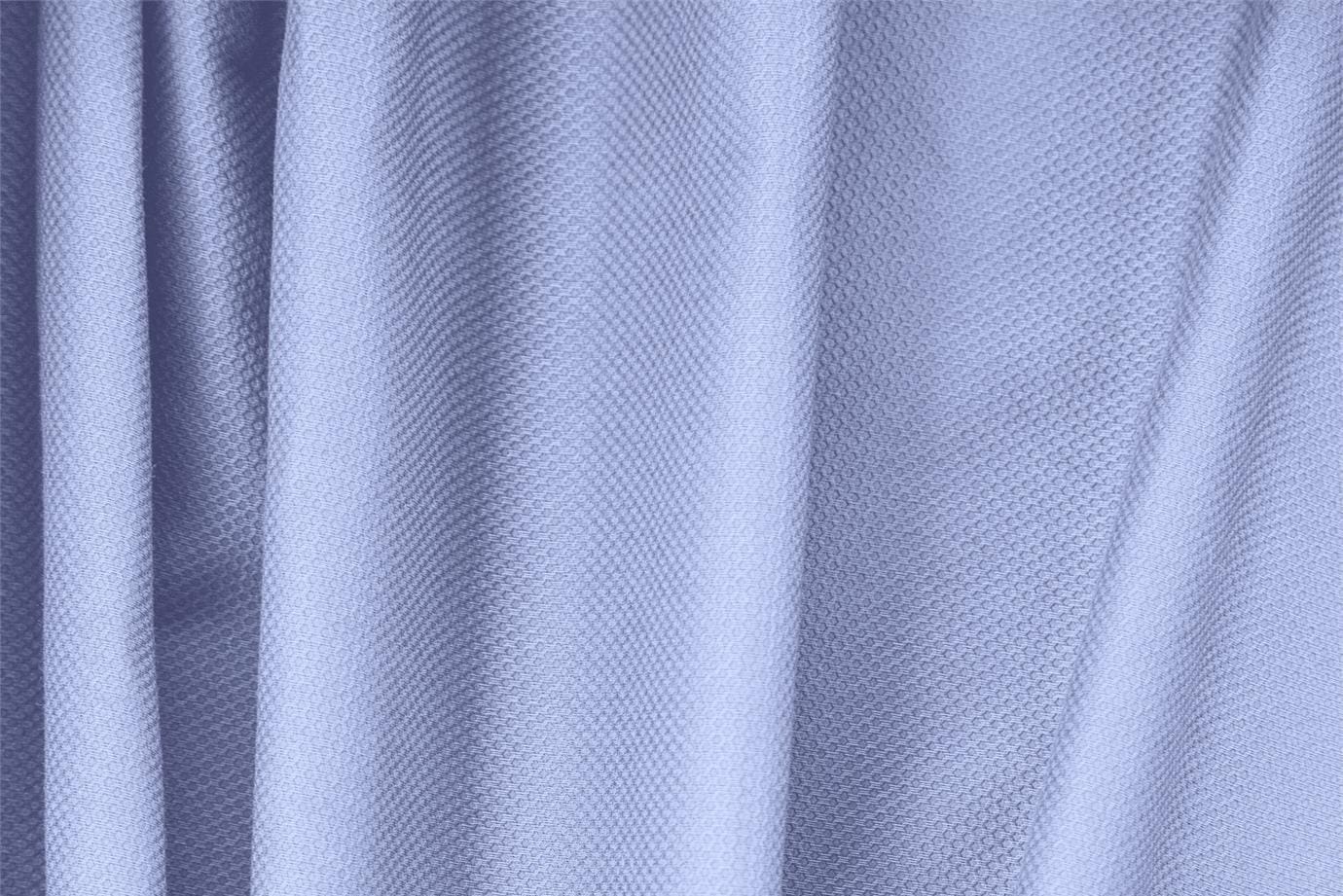 Light blue lightweight stretch cotton piqué fabric for dressmaking