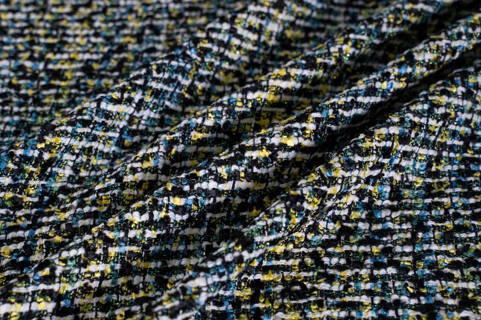 Black, White, Yellow Cotton, Viscose fabric for dressmaking