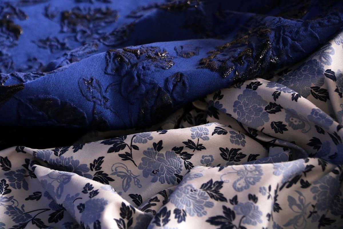 Floral jacquard fabrics for evening gown or special occasion dress | new tess