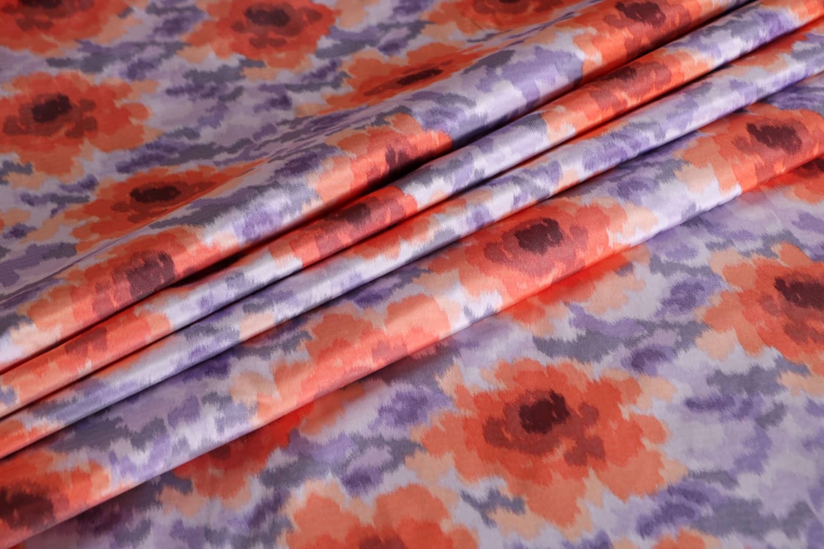 Orange, Purple Silk Taffeta fabric for dressmaking