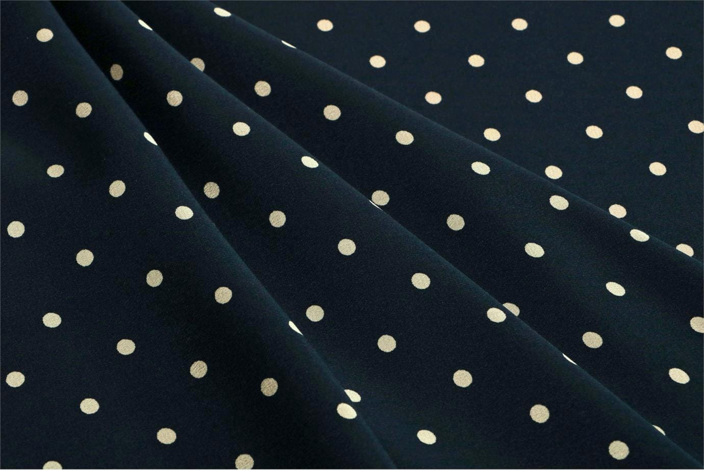 Blue, White Silk Polka Dot Fabric - Crepe Se Omnibus Micro Pois 201102