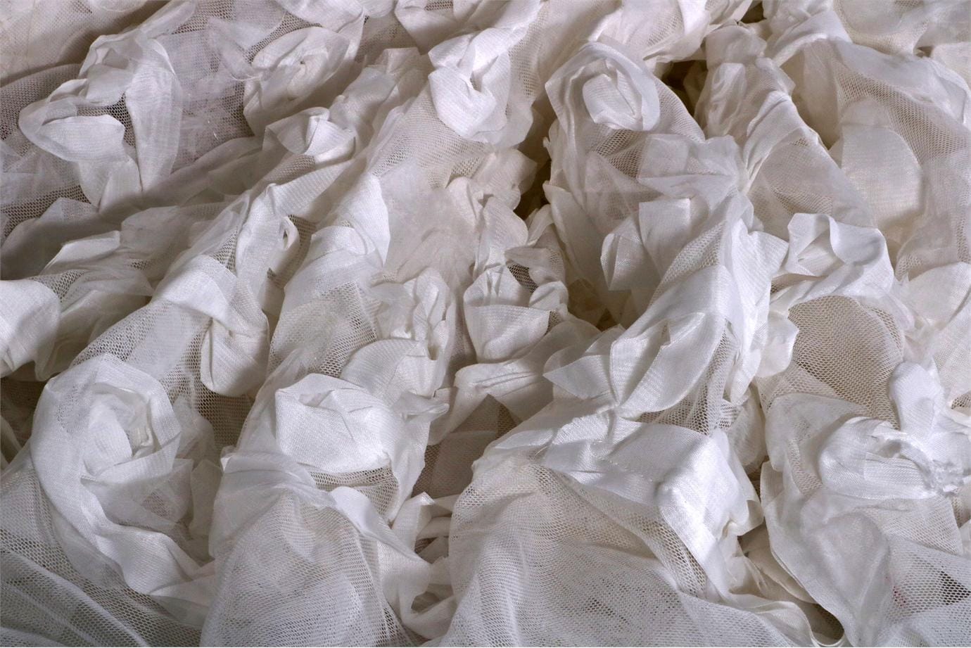 Tissu Ricamo Su Tulle 001 Blanc en Polyester