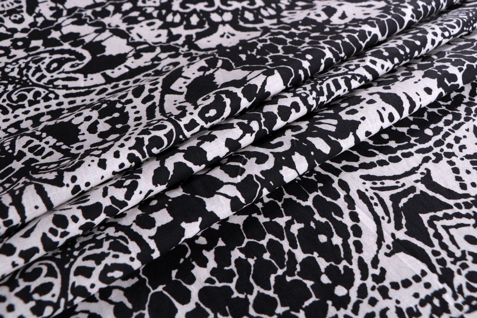 Black, White Cotton, Linen fabric for dressmaking
