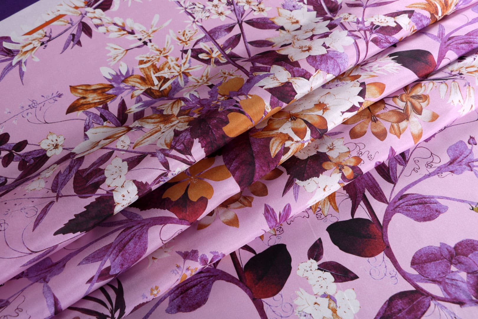 Pink, Purple Silk Habutai fabric for dressmaking