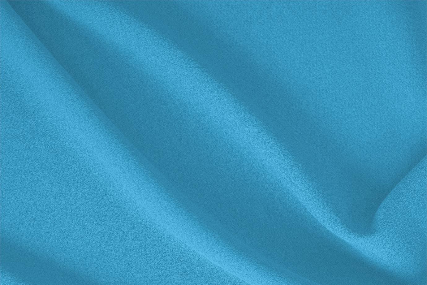 Tissu Crêpe de laine Bleu turquoise en Laine pour vêtements