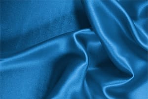 Tissu Crêpe Satin Bleu portofino en Soie pour vêtements