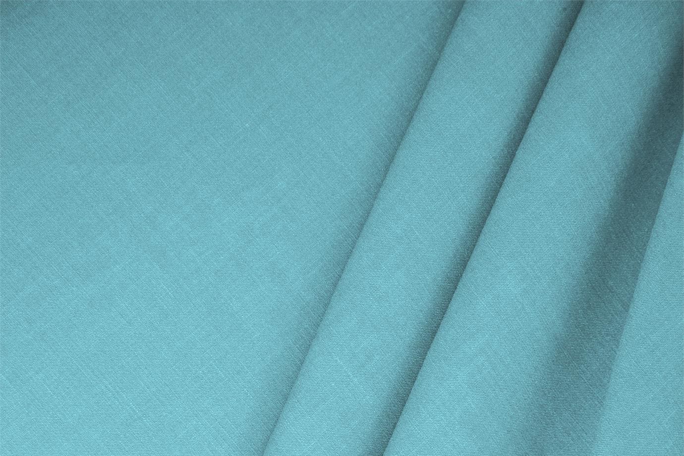 Tessuto Misto Lino Blu Turchese in Lino, Stretch, Viscosa per abbigliamento