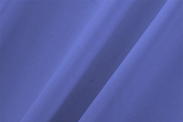 Tessuto Double Shantung Blu Mare in Cotone, Seta per abbigliamento