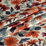 Brown, Orange, White Silk Crêpe Satin fabric for dressmaking