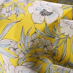Tessuto floreale in tela di cotone stampato su base gialla | new tess